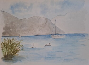 Malerei mit dem Titel "Journée au lac du b…" von Morgane Mlynarczyk, Original-Kunstwerk, Aquarell