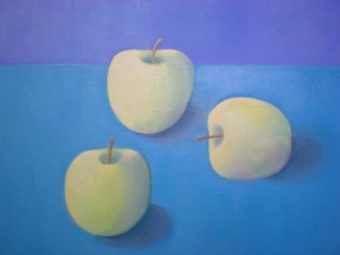 Peinture intitulée "Trois pommes sur fo…" par Morgane A., Œuvre d'art originale