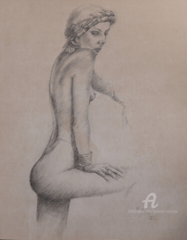 Drawing titled "Carole" by Mariano Moriconi, Original Artwork, Pencil