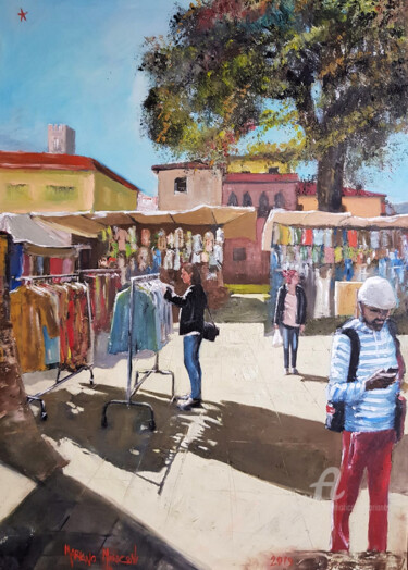 Pittura intitolato "mercato" da Mariano Moriconi, Opera d'arte originale