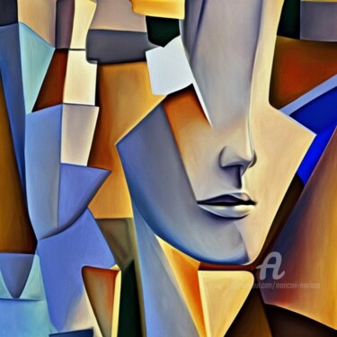 Digitale Kunst getiteld "A1" door Mariano Moriconi, Origineel Kunstwerk, AI gegenereerde afbeelding Gemonteerd op Frame voor…