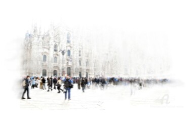 Digitale Kunst getiteld "piazza duomo" door Mariano Moriconi, Origineel Kunstwerk