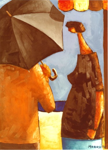 Картина под названием "Emcontro" - Luciano Morosi 1930 - 1994, Подлинное произведение искусства