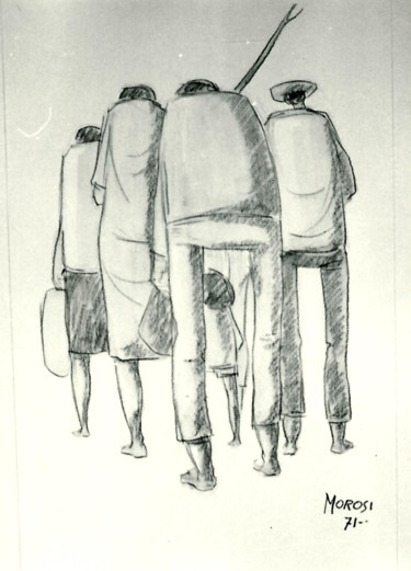 Tekening getiteld "Schizzo a matita" door Luciano Morosi 1930 - 1994, Origineel Kunstwerk, Potlood