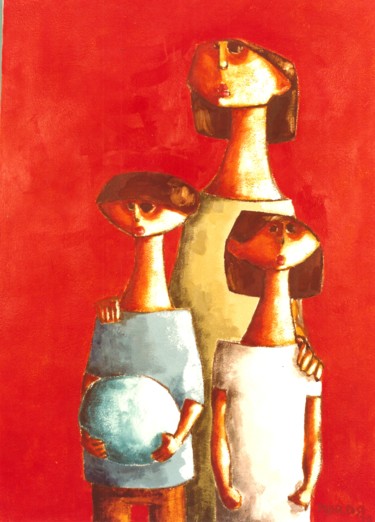 Картина под названием "Bambini" - Luciano Morosi 1930 - 1994, Подлинное произведение искусства