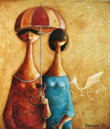 Schilderij getiteld "Olio su tela" door Luciano Morosi 1930 - 1994, Origineel Kunstwerk