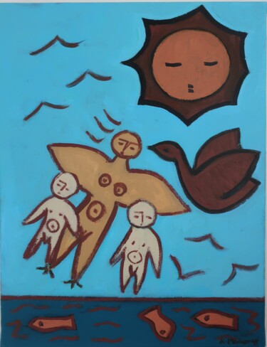 Картина под названием "DEPARTURE" - Adele Mosonyi, Подлинное произведение искусства, Масло Установлен на Деревянная рама для…