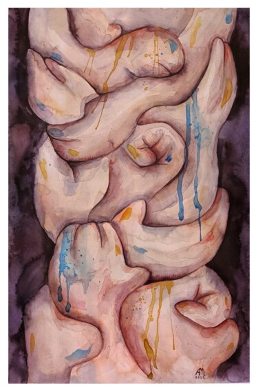 Peinture intitulée "The Mutual support" par Anna Motrych, Œuvre d'art originale, Aquarelle