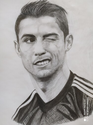 Dibujo titulada "Cristiano Ronaldo" por Mourad Lila, Obra de arte original, Lápiz