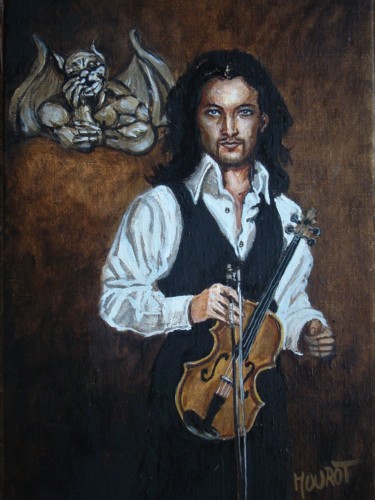 Painting titled "le violoniste" by Marie-Jeanne Mourot, Original Artwork, Oil