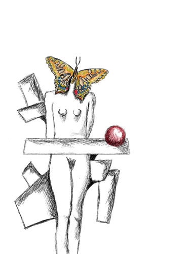 Digitale Kunst getiteld "Surreal butterfly o…" door Daniele Bonizzoni, Origineel Kunstwerk, 2D Digital Work