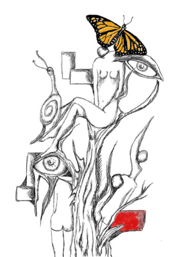 Digitale Kunst getiteld "Surreal butterfly t…" door Daniele Bonizzoni, Origineel Kunstwerk, 2D Digital Work