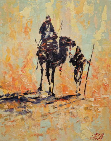Картина под названием "Desert Ship" - Movses Petrosyan, Подлинное произведение искусства, Акрил Установлен на Деревянная рам…