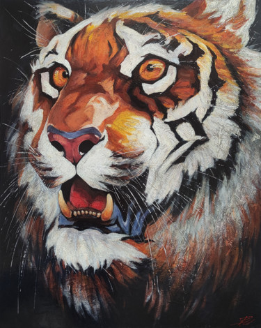 Картина под названием "Tiger" - Movses Petrosyan, Подлинное произведение искусства, Акрил