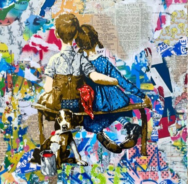 Painting titled "Work well together" by Mr. Brainwash, Original Artwork, Paper