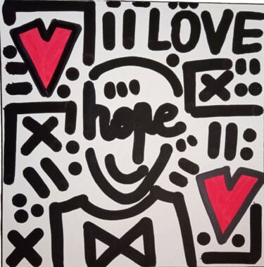 Painting titled "Mr.Hope Heart love" by Mr.Hope, Original Artwork, Acrylic Mounted on Wood Stretcher frame