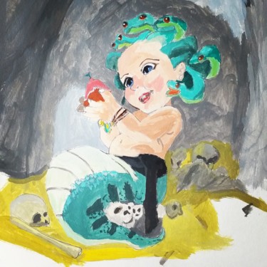Peinture intitulée "Medusa'nın Kızı" par Ahmetyasin Kutlu, Œuvre d'art originale, Acrylique Monté sur Autre panneau rigide