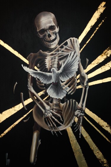 Painting titled ""Rib Cage"" by Mrs Steamcloudy, Original Artwork, Acrylic