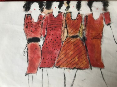 「Women in red」というタイトルの絵画 M.U.S.E.によって, オリジナルのアートワーク, オイル