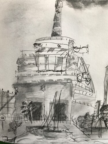 Painting titled "Schiff ahoi" by Urte Singdrossel, Original Artwork, Pencil