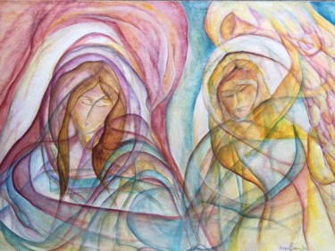 Schilderij getiteld "The Annunciation" door Margaret Solomon-Bird, Origineel Kunstwerk, Acryl