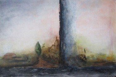 Peinture intitulée "paysage TGV 2" par Marie-Sylvie Riviere, Œuvre d'art originale