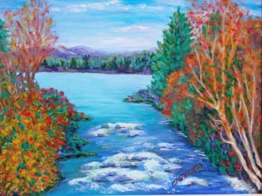 Painting titled "Canoe Lake, Ontario…" by Marie-Therese Forand, Original Artwork, Oil