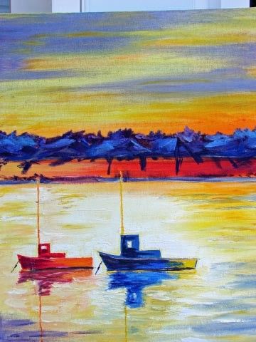 绘画 标题为“Harbor, Acadia Main…” 由Marie-Therese Forand, 原创艺术品