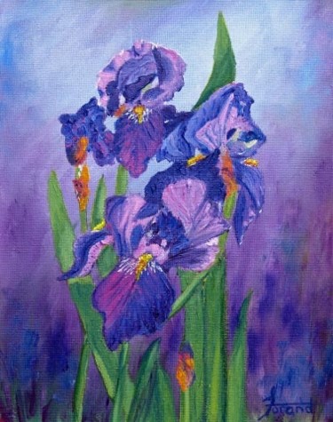 Painting titled "Irises" by Marie-Therese Forand, Original Artwork