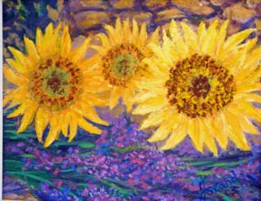 Painting titled "Sunflowers" by Marie-Therese Forand, Original Artwork