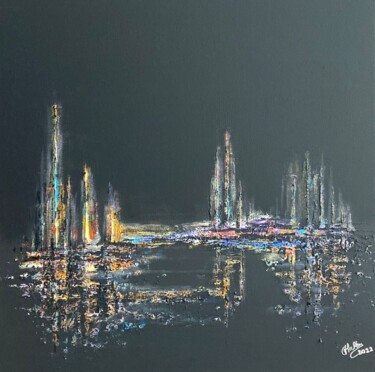 Painting titled "Nightlife" by Muller Odette, Original Artwork, Acrylic Mounted on Wood Stretcher frame