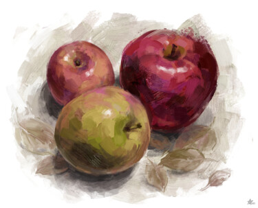 Digital Arts titled "The Apples" by Munir Akhmejanov, Original Artwork, Digital Painting