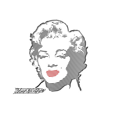 Digitale Kunst mit dem Titel "Marilyn Monroe Line…" von Muntadher Saleh Mntzr Slh, Original-Kunstwerk, Digitale Malerei