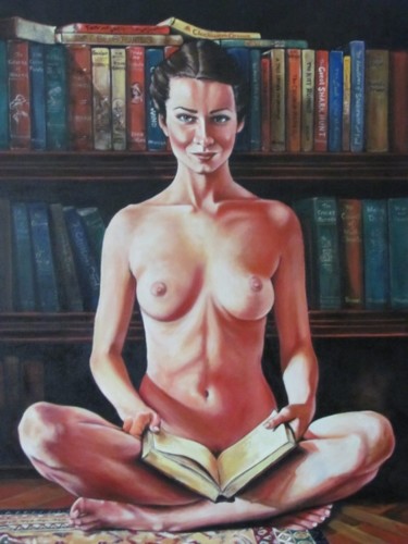 Painting titled "Read" by Alyn Federico, Original Artwork, Acrylic