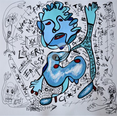 Картина под названием "''Blue Ghost''. Fig…" - Murat Rey, Подлинное произведение искусства, Акрил