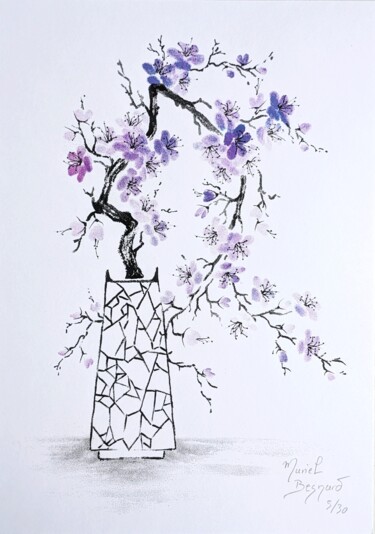 Σχέδιο με τίτλο "Branche de cerisier" από Muriel Besnard, Αυθεντικά έργα τέχνης, Μελάνι