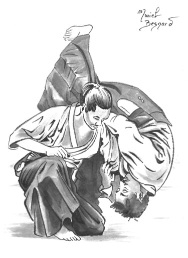 Pittura intitolato "Aïkido" da Muriel Besnard, Opera d'arte originale, Inchiostro