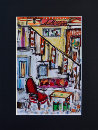 Painting titled "Le fauteuil rouge" by Muriel Cayet, Original Artwork