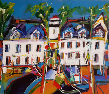 Painting titled "Architecte résident…" by Muriel Cayet, Original Artwork, Acrylic Mounted on Cardboard