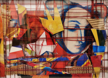 Collages intitolato "Muse de Pablo" da Muriel Cayet, Opera d'arte originale, Collages Montato su Cartone