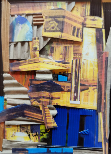 Collages getiteld "Balnéaire vernacula…" door Muriel Cayet, Origineel Kunstwerk, Collages Gemonteerd op Karton