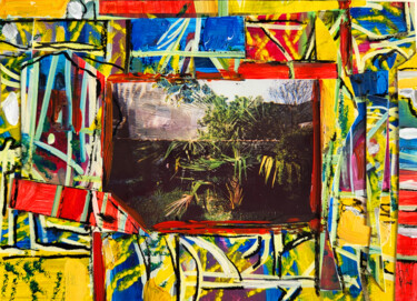Картина под названием "Jardin de jungle" - Muriel Cayet, Подлинное произведение искусства, Коллажи