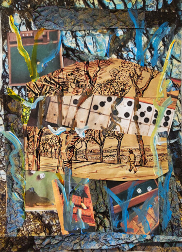 Collages titled "Le chemin de Vincent" by Muriel Cayet, Original Artwork, Collages