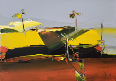 绘画 标题为“Une lune jaune tach…” 由Muriel Cayet, 原创艺术品, 丙烯