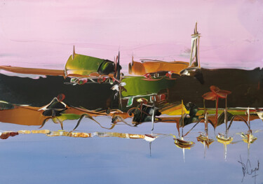 Peinture intitulée "Un horizon à prendr…" par Muriel Cayet, Œuvre d'art originale, Acrylique