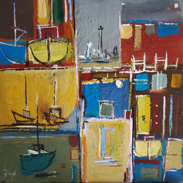 Painting titled "Cartes d'embarqueme…" by Muriel Cayet, Original Artwork, Acrylic Mounted on Wood Stretcher frame