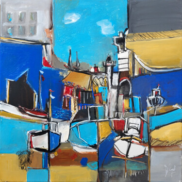 Painting titled "Un panorama sorti d…" by Muriel Cayet, Original Artwork, Acrylic Mounted on Wood Stretcher frame