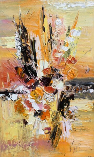 Peinture intitulée "Fleurs du matin 2011" par Muriel Cayet, Œuvre d'art originale, Huile