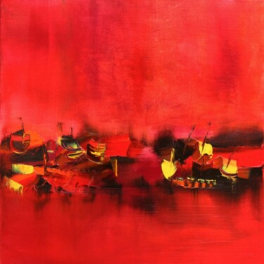 Peinture intitulée "L'ancre rouge" par Muriel Cayet, Œuvre d'art originale, Acrylique