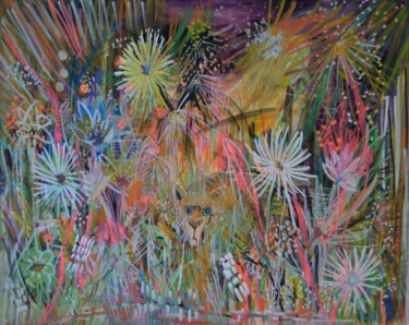 Peinture intitulée "Dans la jungle - Co…" par Muriel Cayet, Œuvre d'art originale